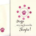 Dog Card  $5  Hand lettered.  Card face has circular cutout.
